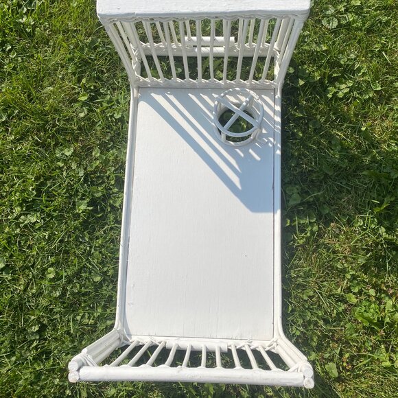 39-(VHD) Vintage Rattan Wicker. Bed Table. - Picture 10 of 13